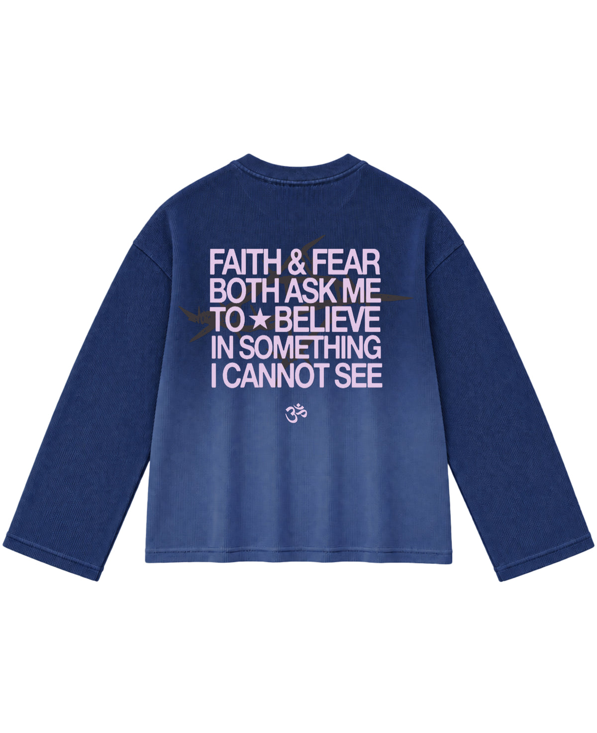 Blue Ombré Waffle Knit Oversized Full-Sleeve Back Design