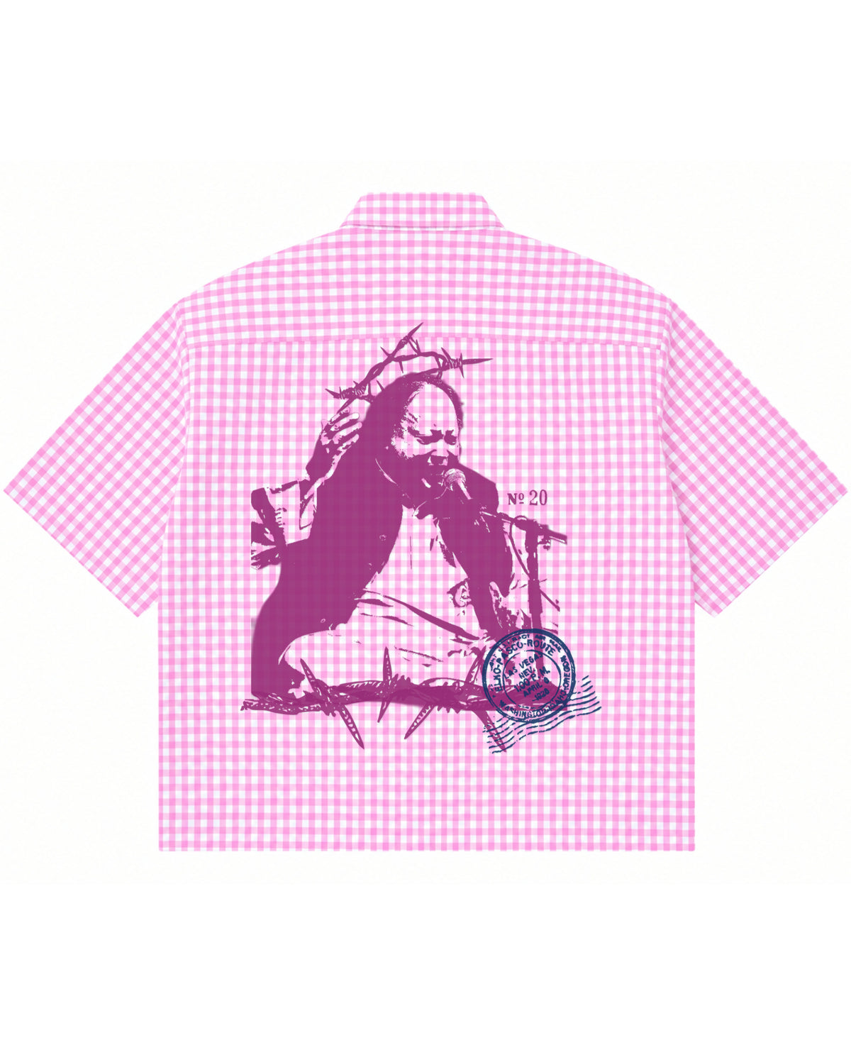 Pink Gingham Oxford Boxy Shirt Back Design