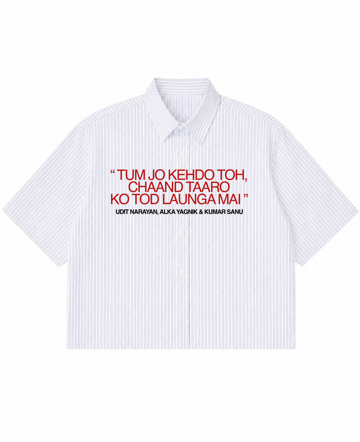 Blue Striped Oxford Boxy Shirt Front Design