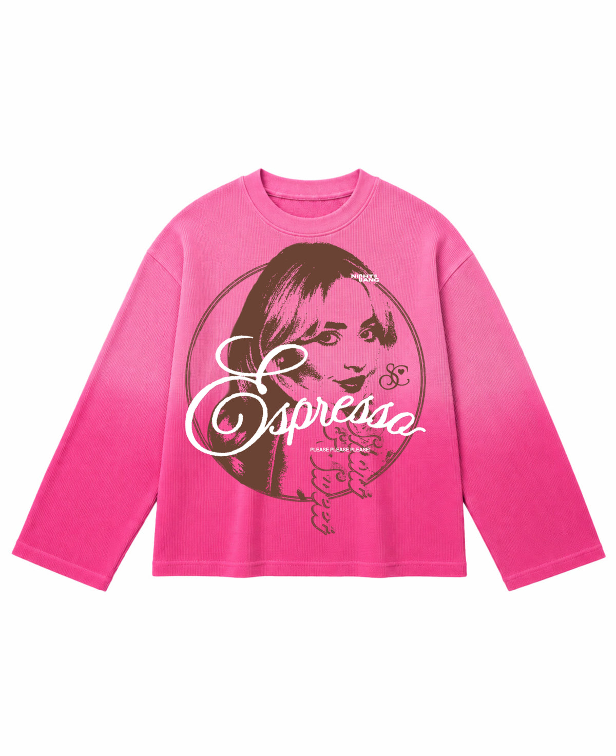 Pink Ombré Waffle Knit Oversized Full-Sleeve Front Design