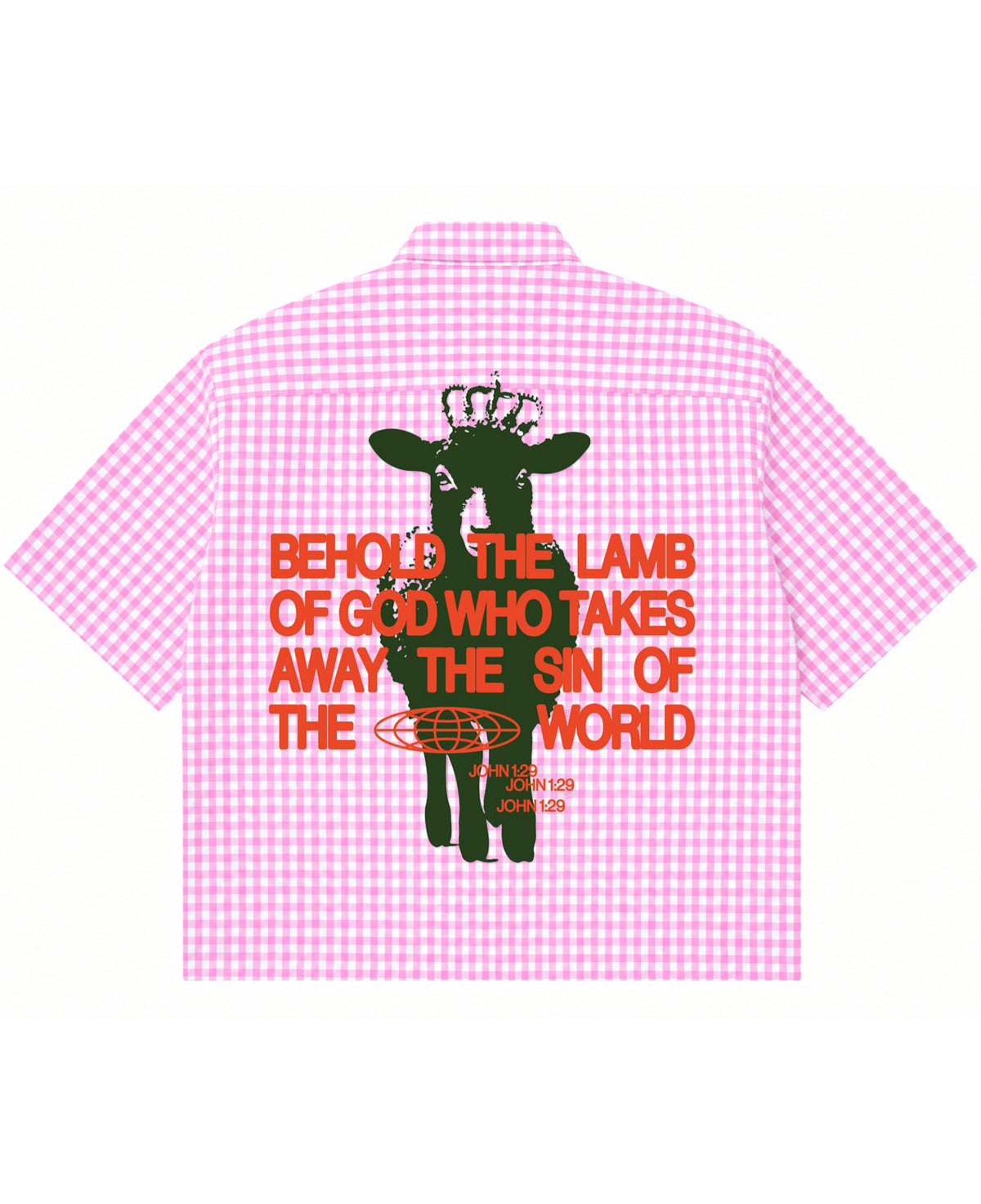 Pink Gingham Oxford Boxy Shirt Back Design