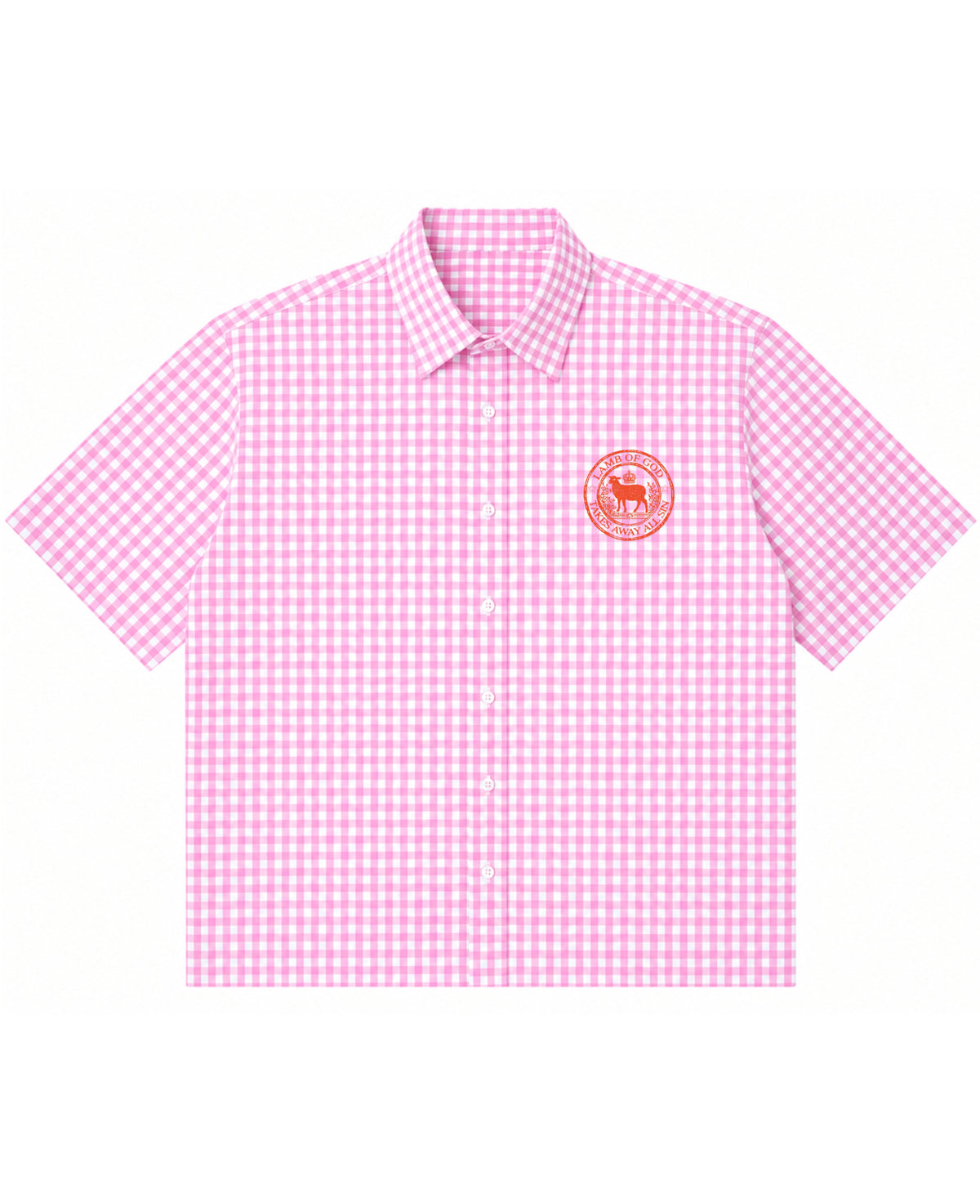 Pink Gingham Oxford Boxy Shirt Front Design