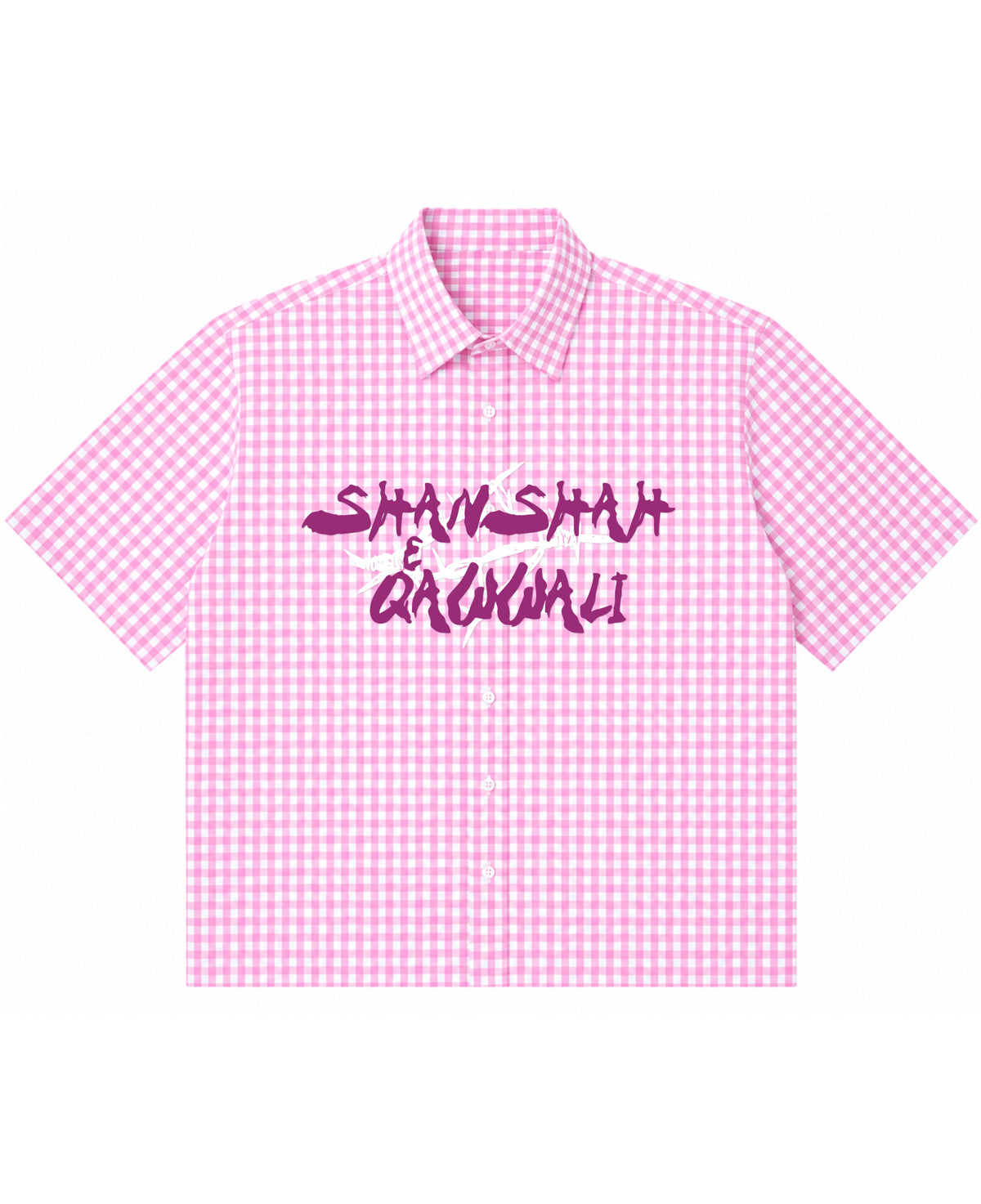 Pink Gingham Oxford Boxy Shirt Front Design