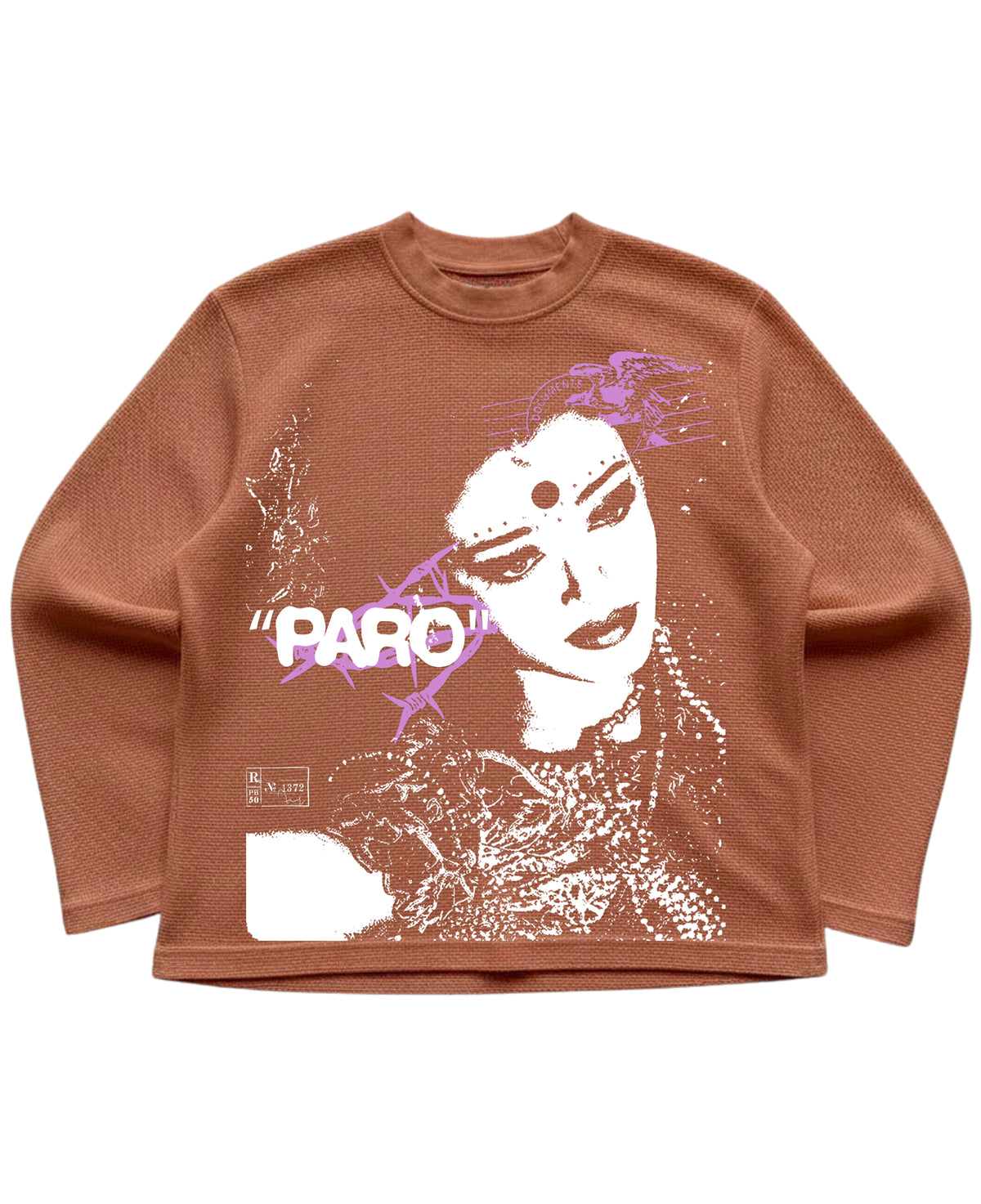 Brown waffle knit oversized full-sleeve Front Design