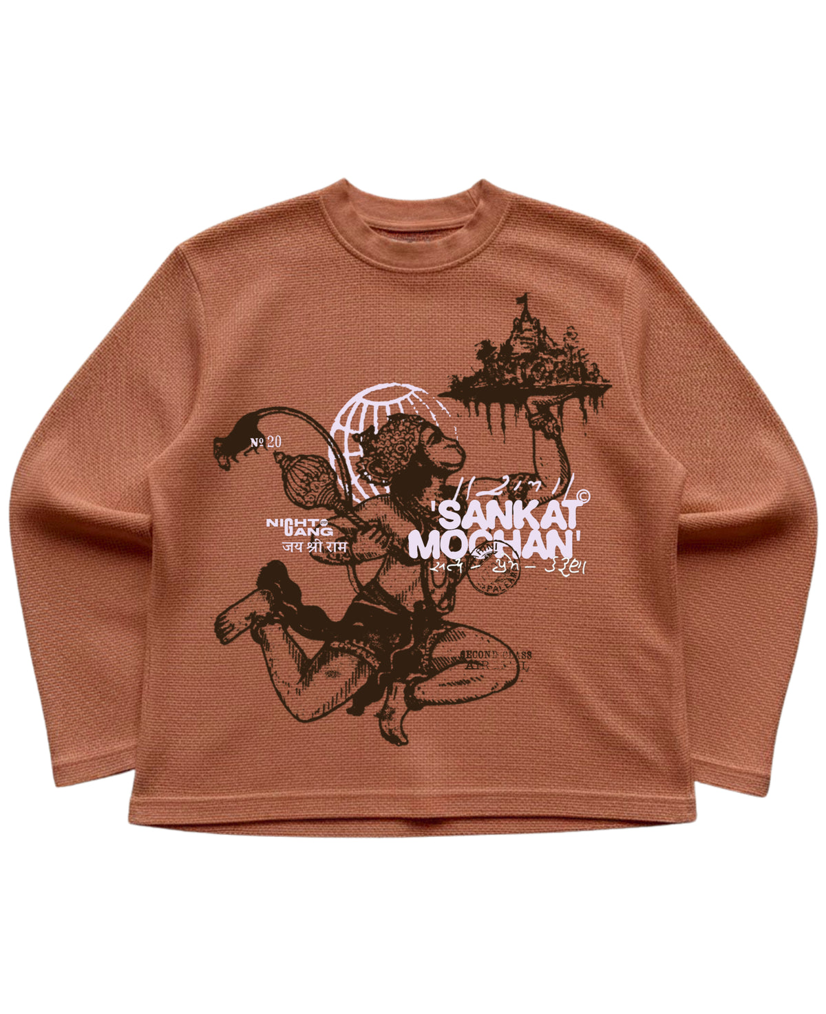 Brown waffle knit oversized full-sleeve Front Design