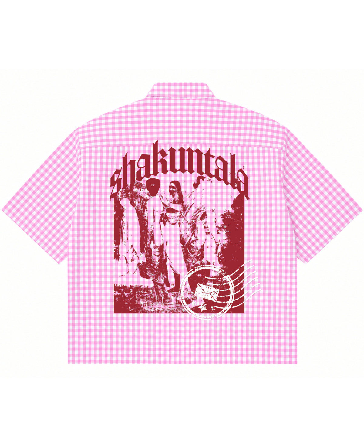 Pink Gingham Oxford Boxy Shirt Back Design
