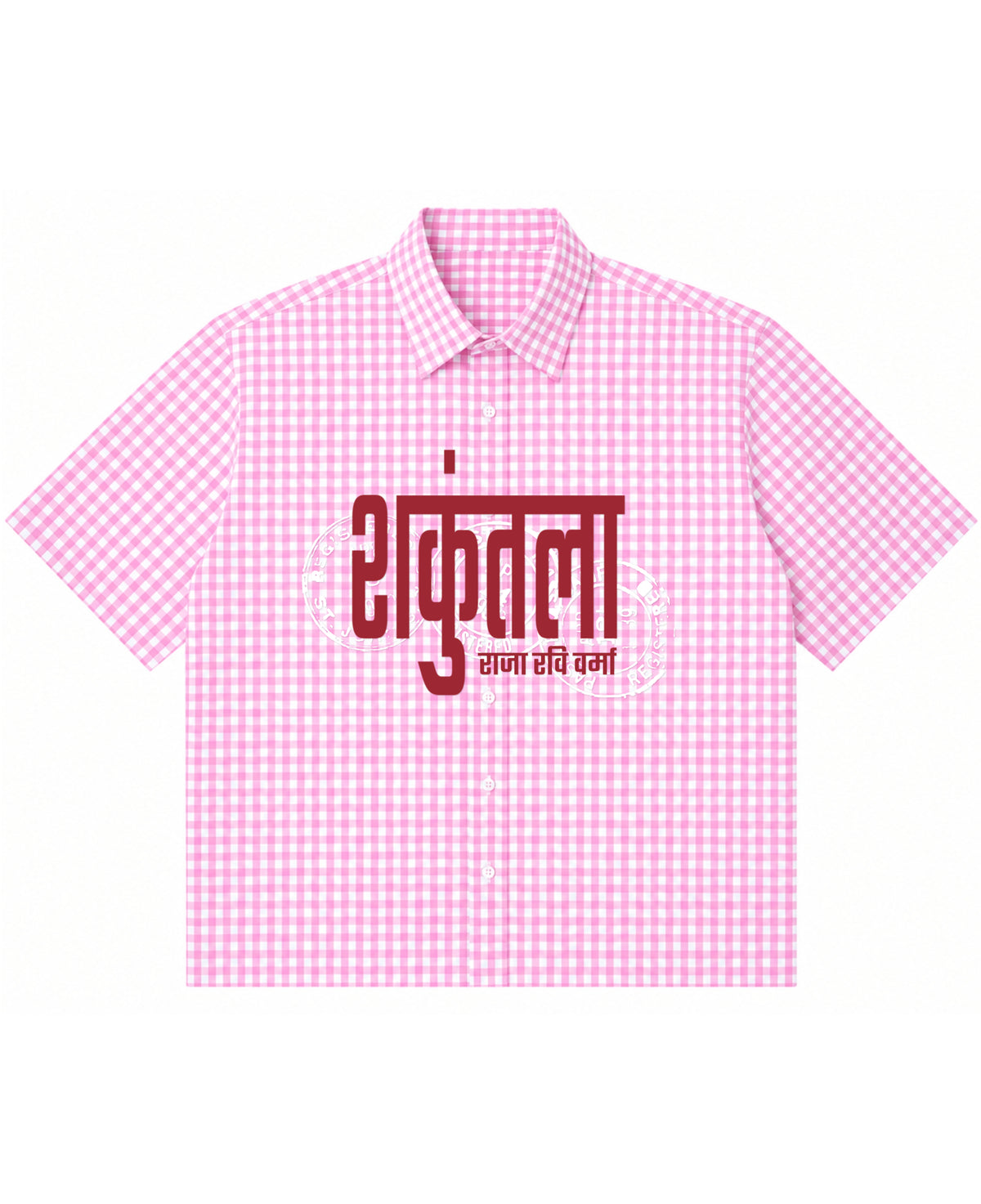 Pink Gingham Oxford Boxy Shirt Front Design